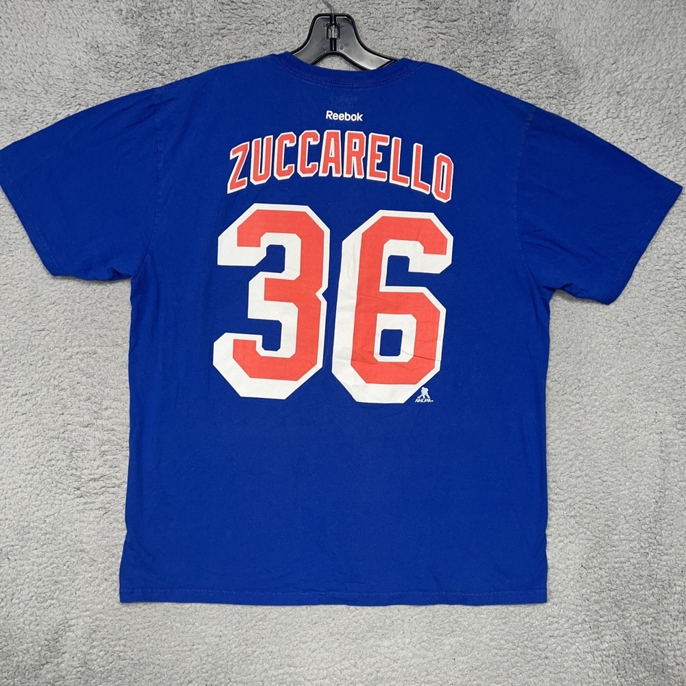 Reebok‎ New York Rangers Mats Zuccarello T Shirt Men's XL Blue #36 2-Sided Tee